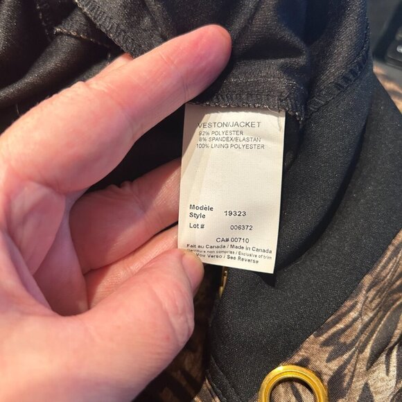 Joseph Ribkoff Leopard Jacket Sz 4 | Cropped Rivet Tie Front Blazer Punk Edgy - Picture 8 of 8